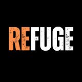 real estate refuge podcast logo, orange and white